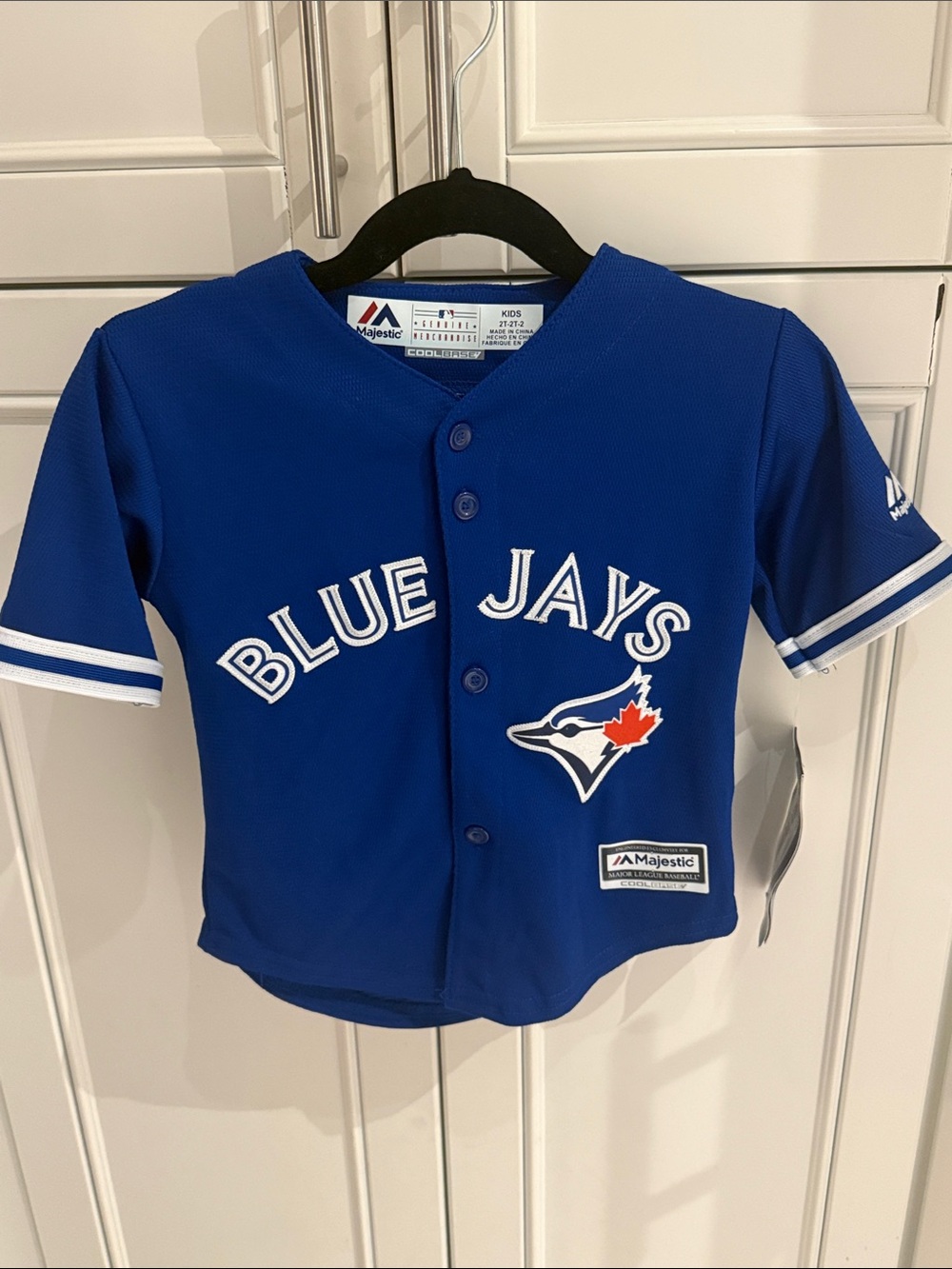 NWT Majestic Blue Jays Kids Jersey - Blue with White Accents